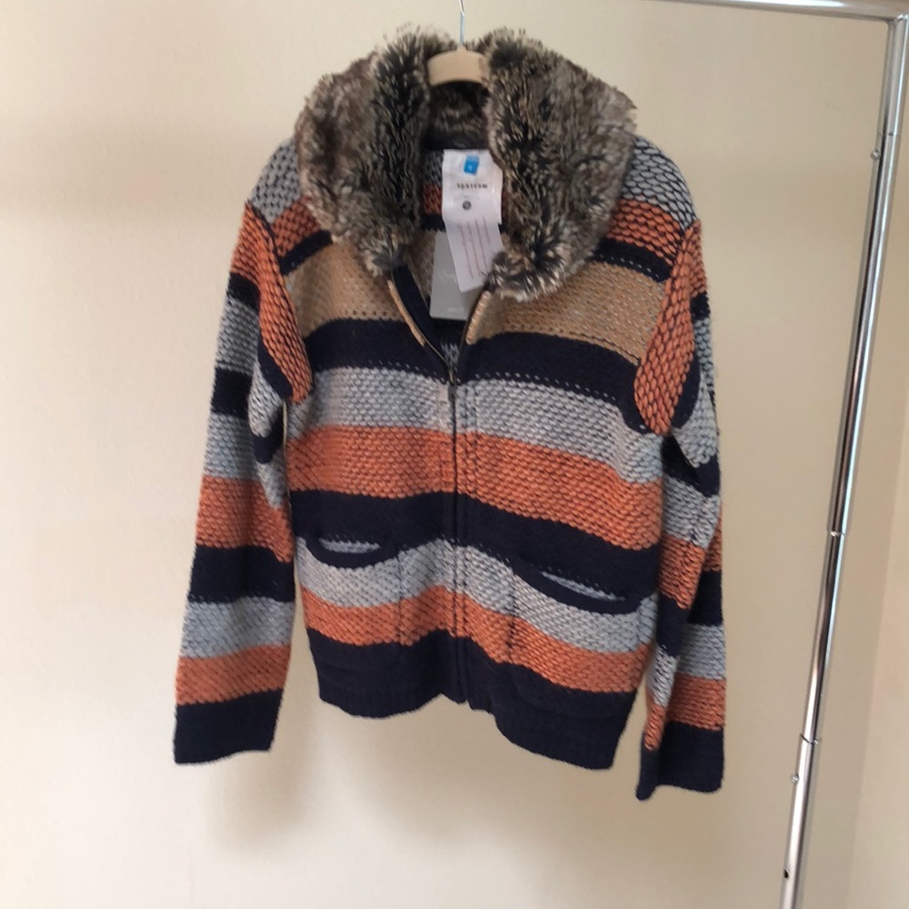 Anthropologie sparrow faux fur sweater